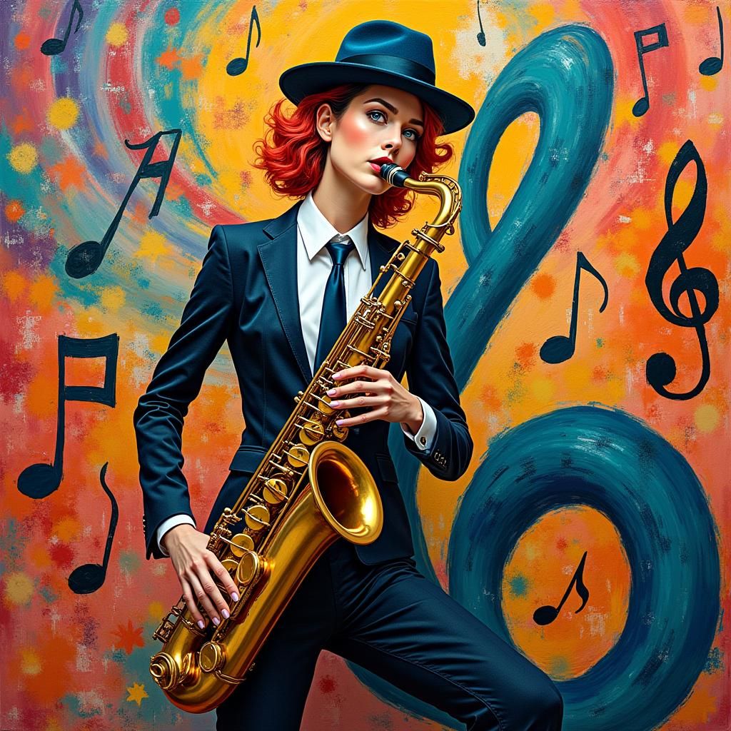 Jazz Scene in Style of Henri Matisse