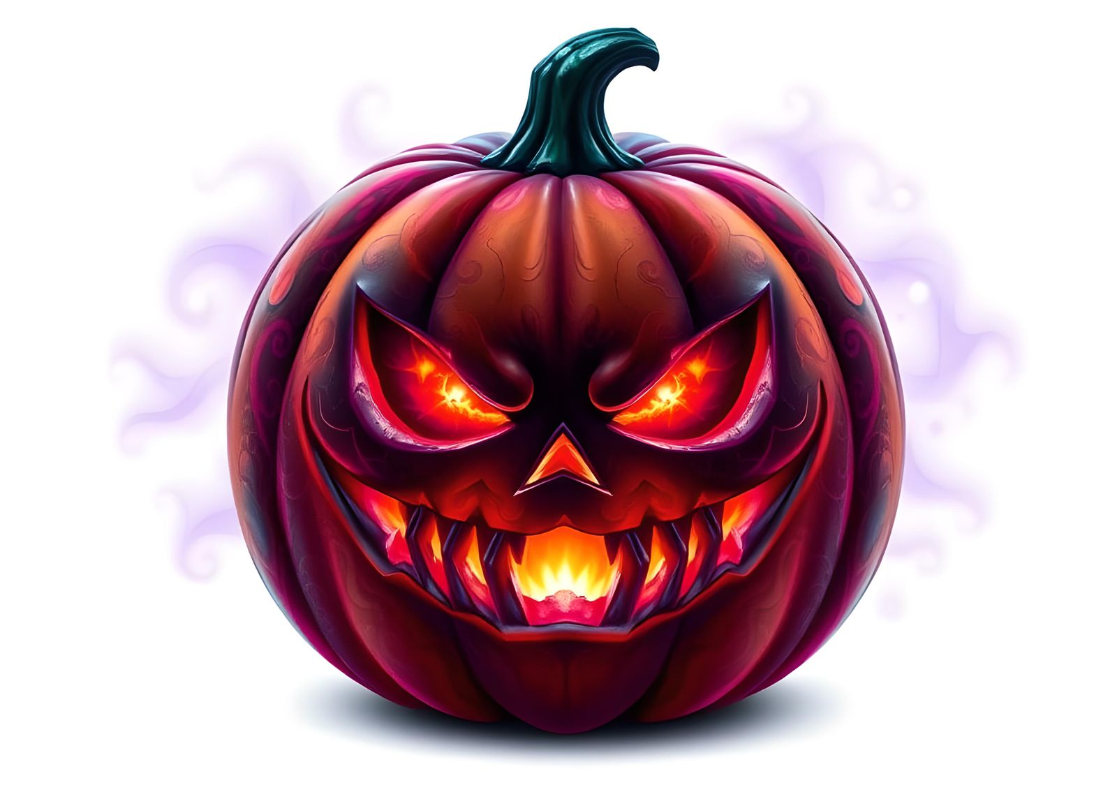 Halloween Pumpkin with Toothless Smile: Detailed Matte Paint...