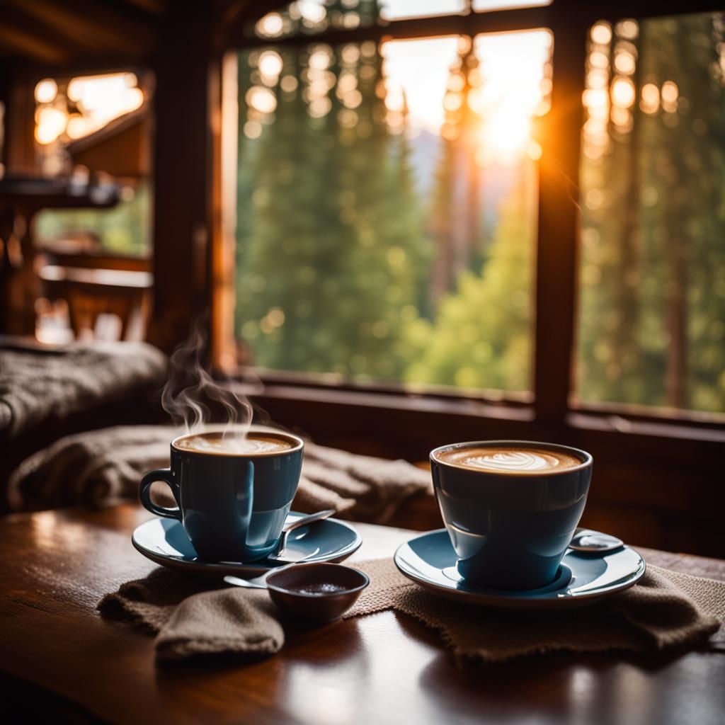 Early Morning Coffee at Mountain Cabin