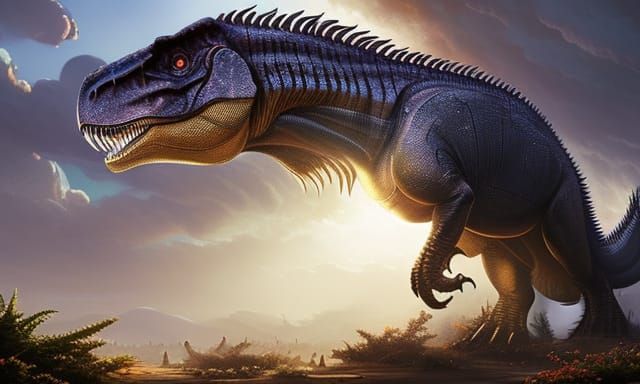 Epic Tyrannosaurus Rex in Tropical Landscape