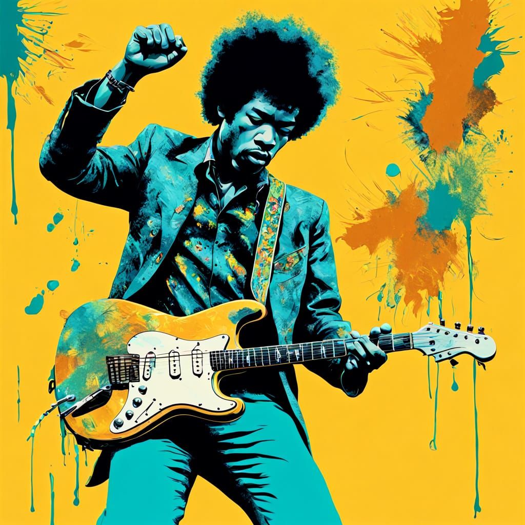Jimi Hendrix in Vibrant Pop-Art Style