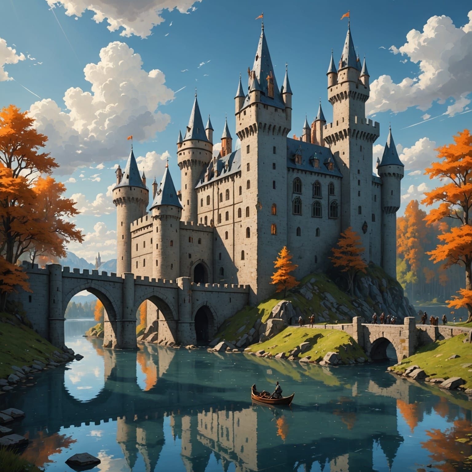 Realistic Medieval Castle with Lake and Forest