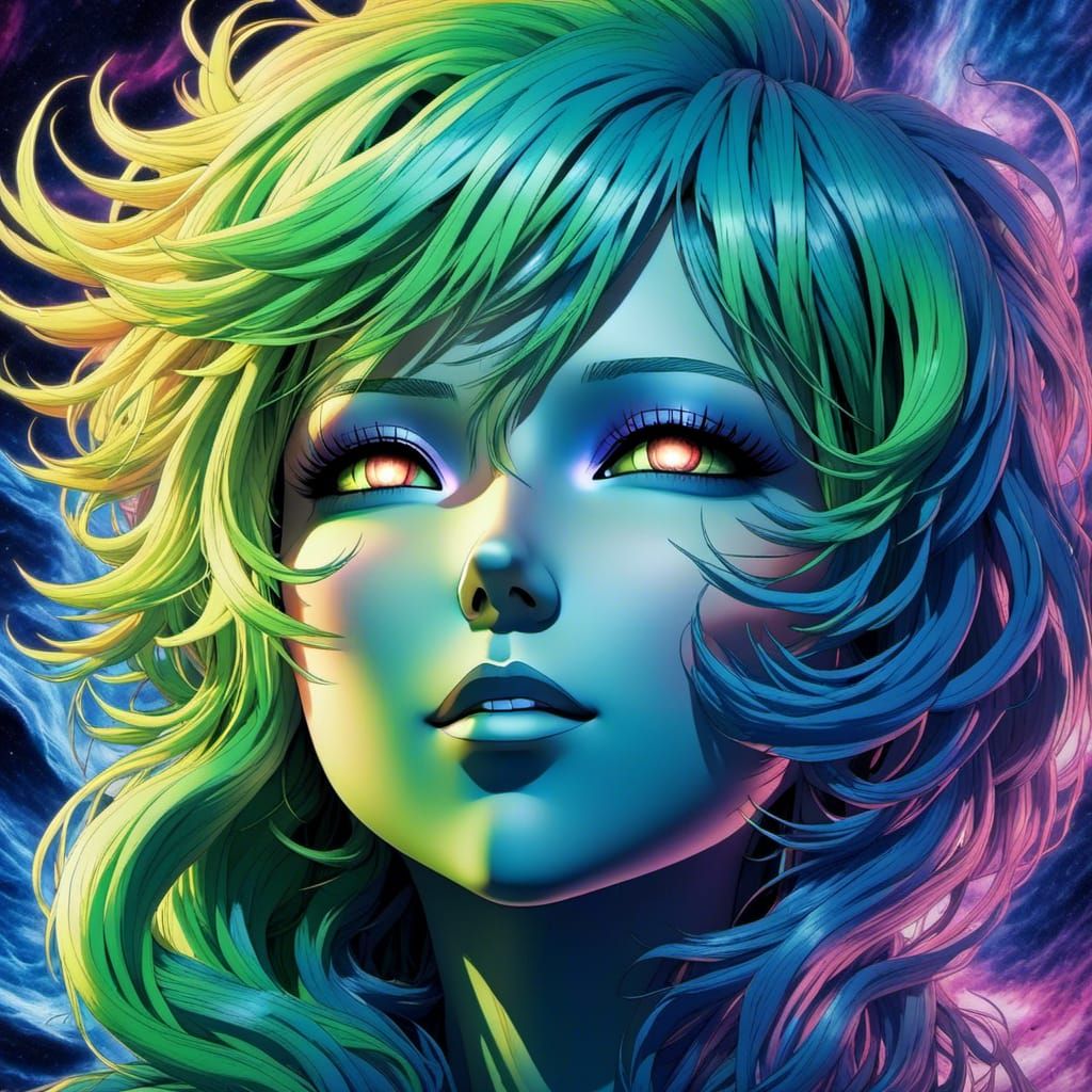 Smiley Face Nebula in Gouache Style