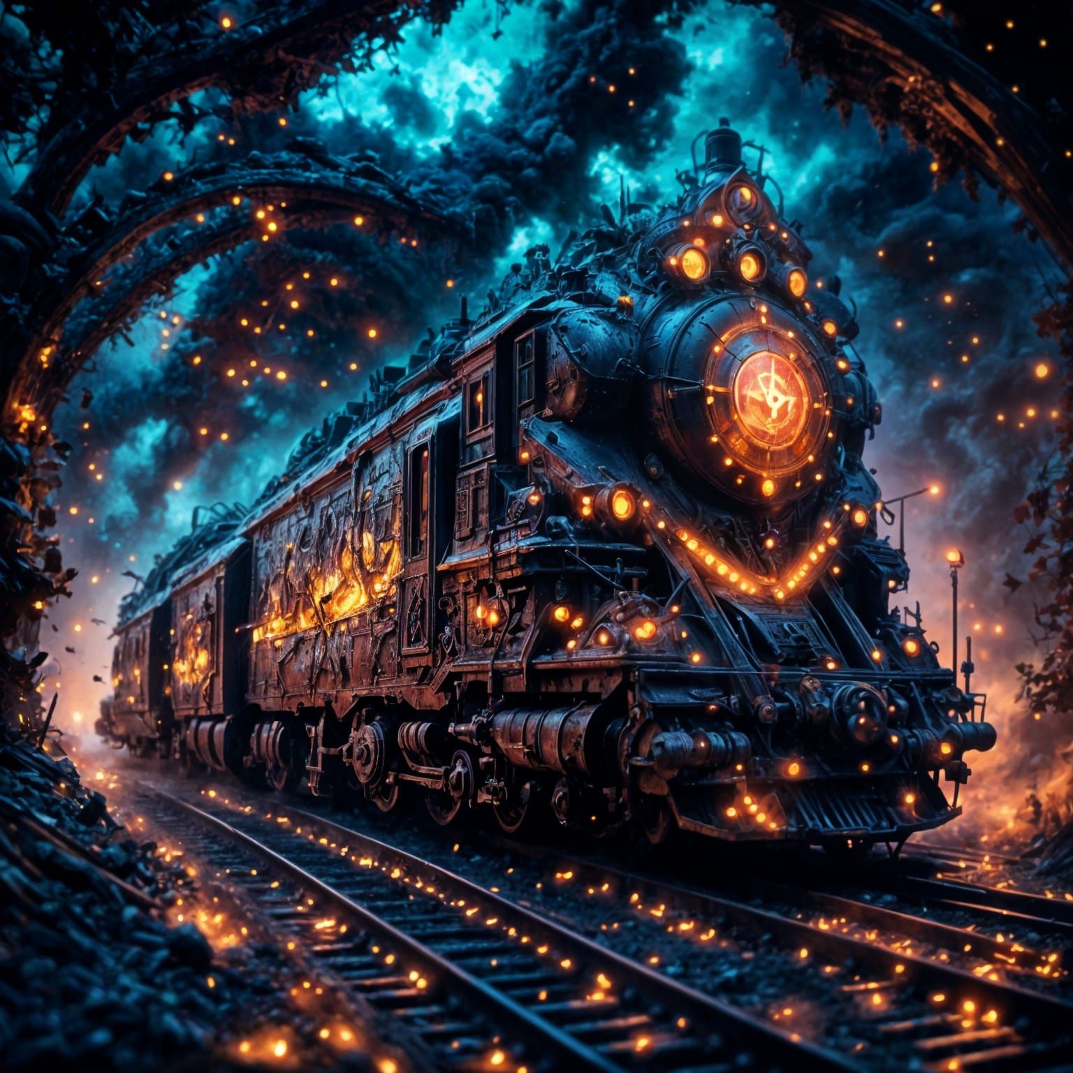 Chaos Train in Fantastical Matte Painting Style
