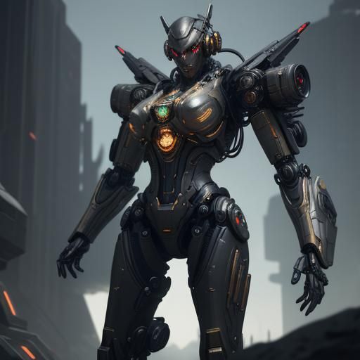 Futuristic Woman with Intricate Mech Details