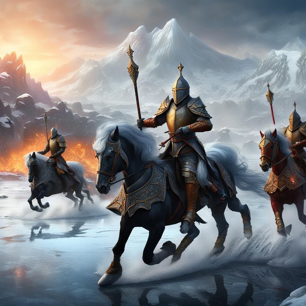 Epic Elf vs Tiefling Joust on Frozen Lake