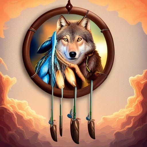 indian dream catcher panpipe wolf