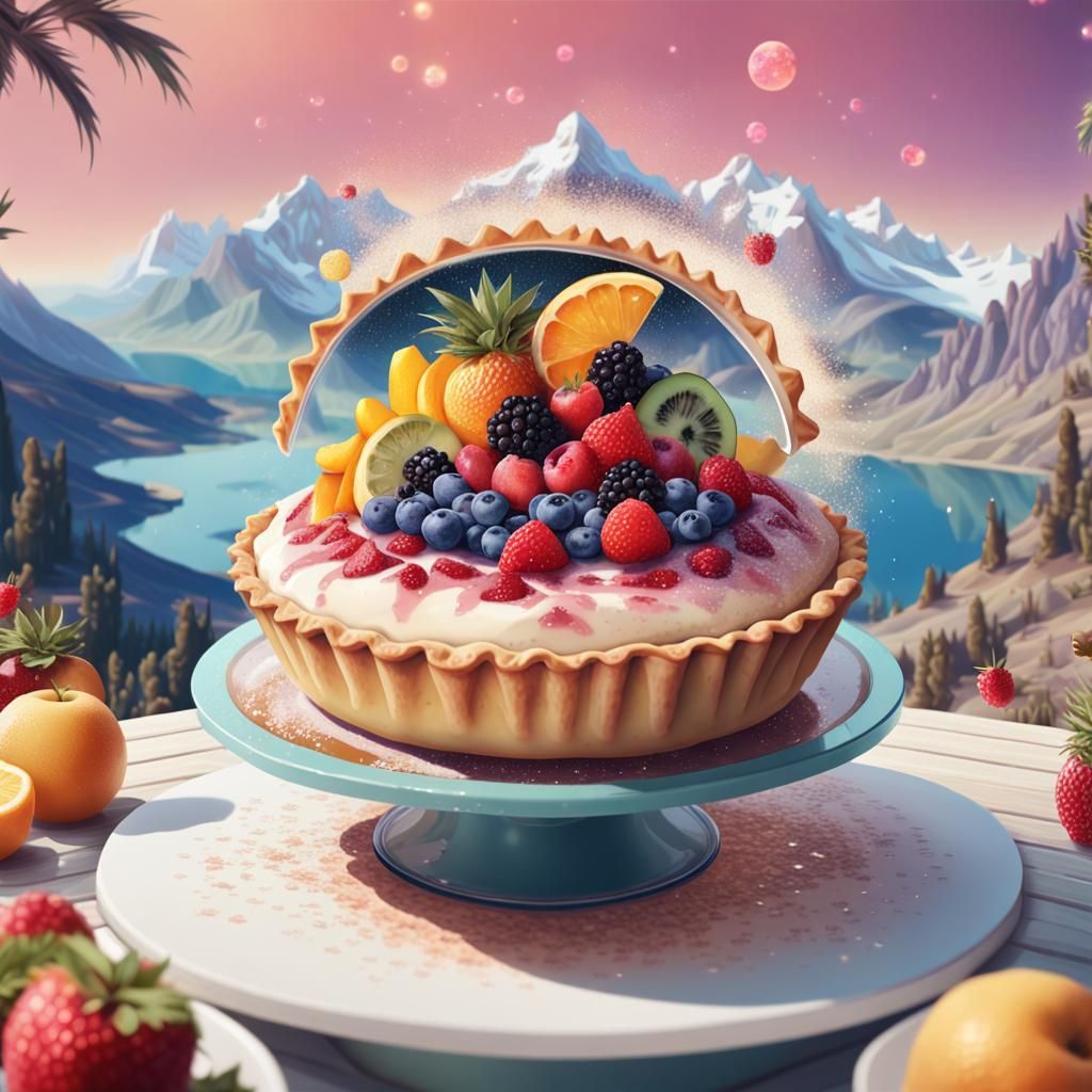 Delicious Pie with Fruit Toppings Illustration