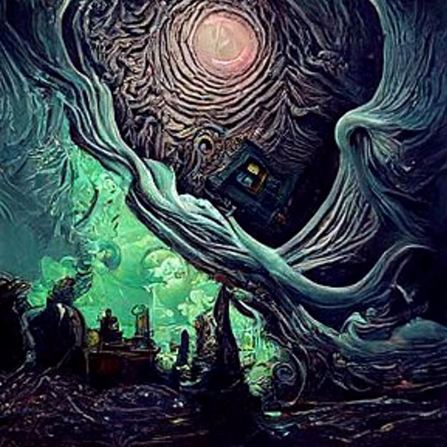 Fantasy Dreamscape Moneypunk House: Hyperdetailed Painting