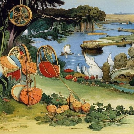 Fractal Surrealist Art in Beatrix Potter Style