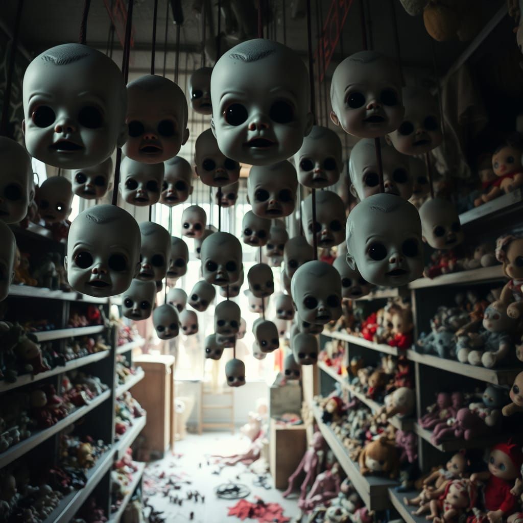 Creepy Floating Baby Heads in Abandoned Toy Shop