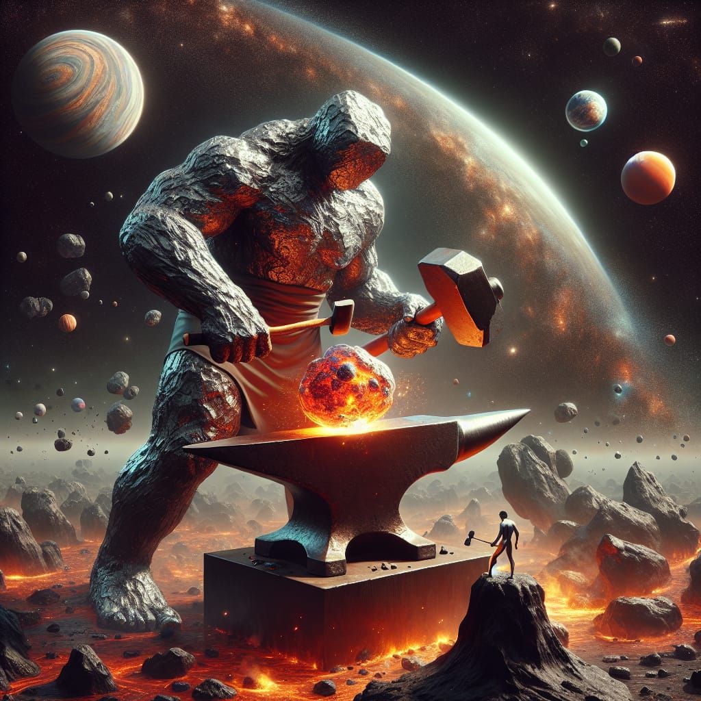Colossal Rock Blacksmith Forges a Fiery Planet