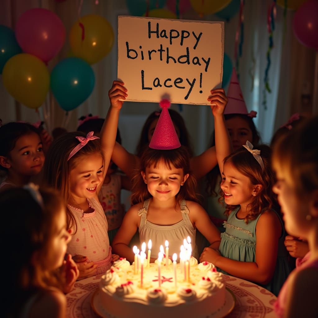 Girls Celebrate Birthday in Warm Candlelight Glow