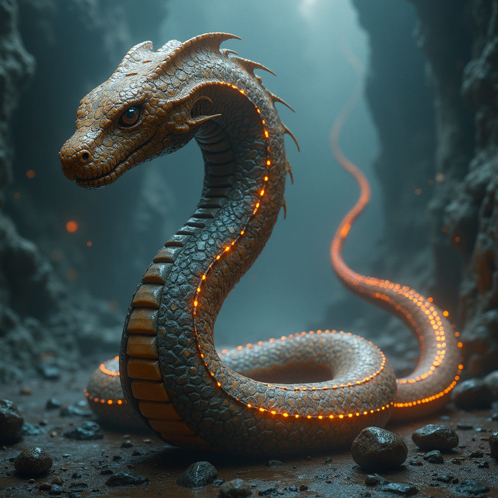 Surreal Serpent Embodies Time in Digital Art