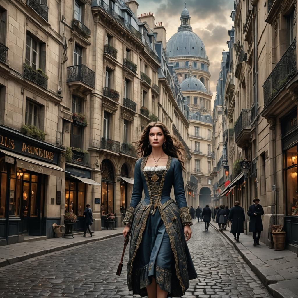 Bustling Paris Street During the Reign of Louis XIV