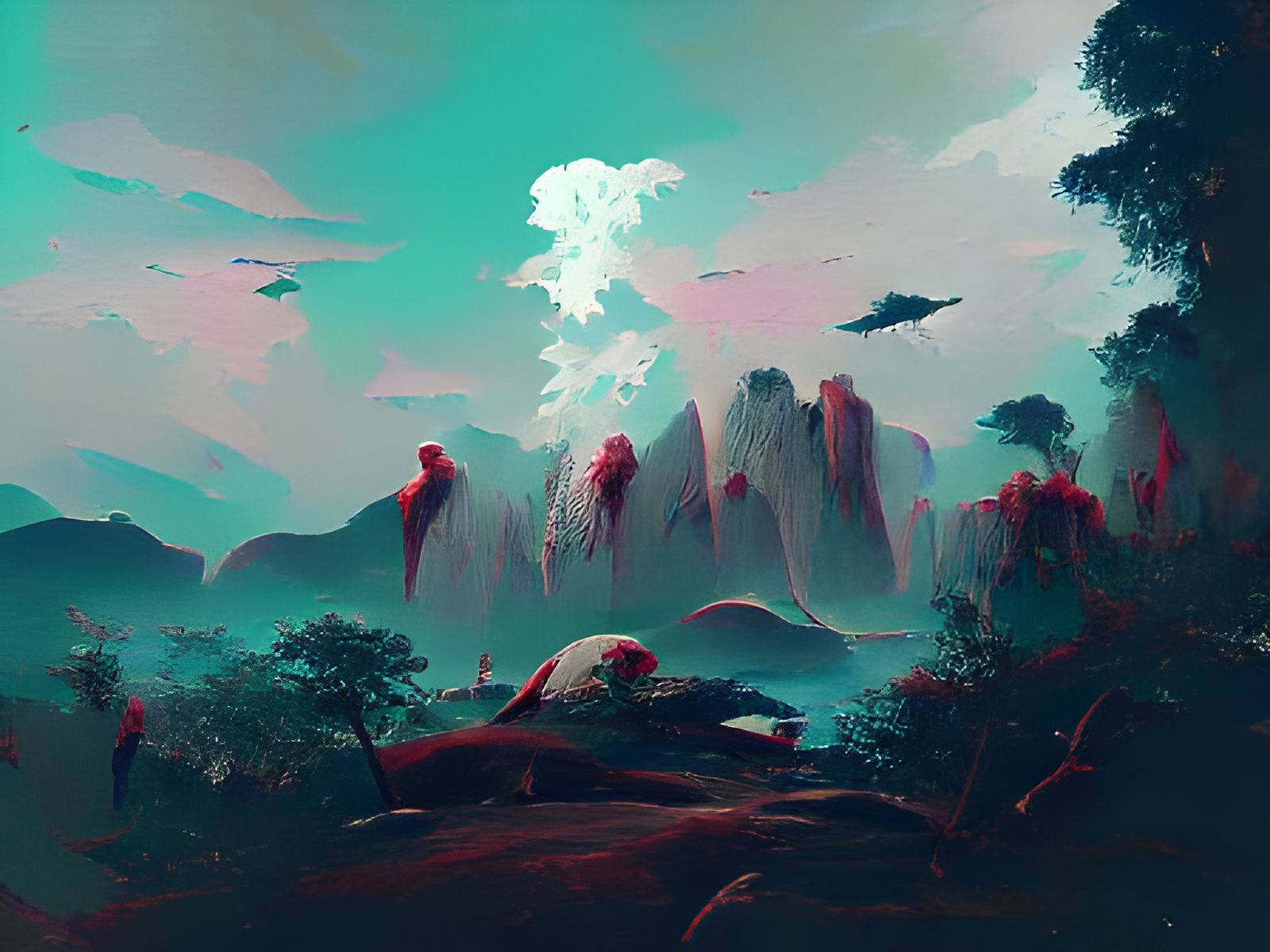 Extraterrestrial landscape deciduous forest