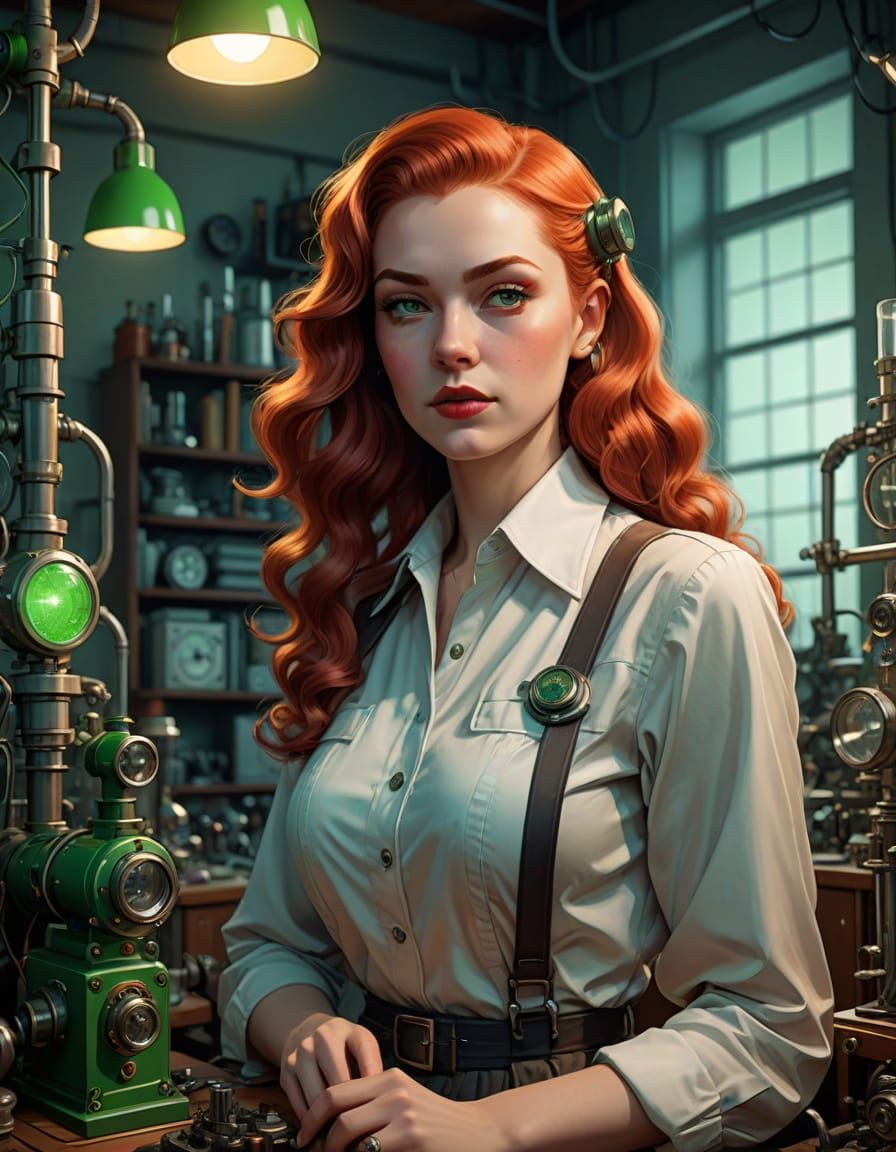 Dieselpunk Scientist in Vintage Laboratory Attire