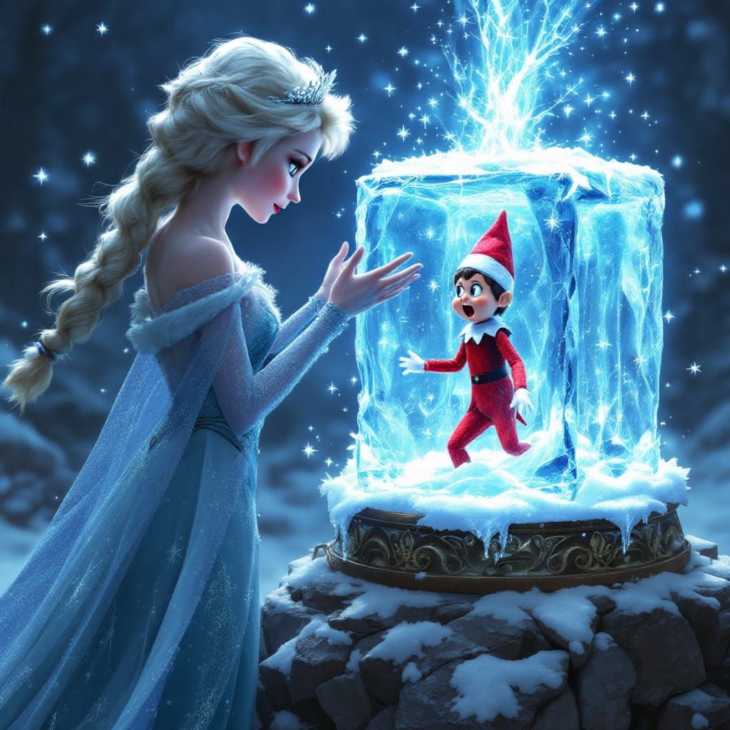 Surreal Scene of Frozen Magic Unfolds in Icy Dreamscape