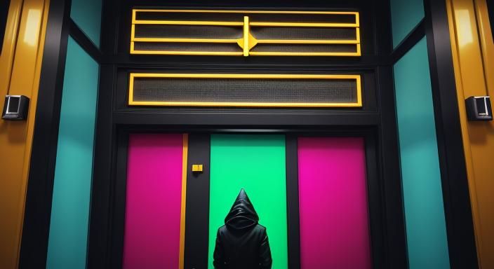 Entering a Doorway with Neon Sign in Digital Matte Painting