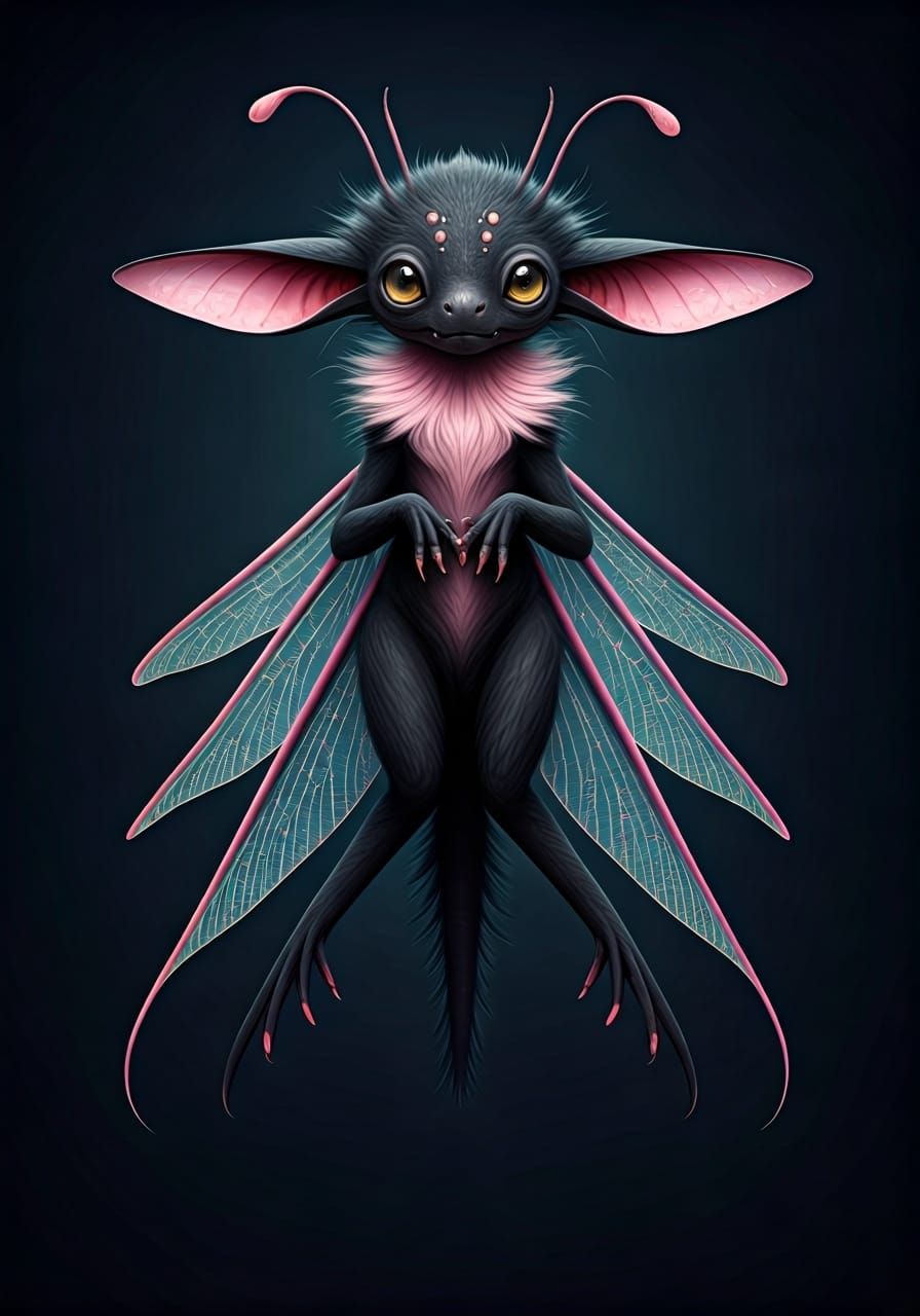 Alien Creature with Gossamer Wings, Photorealistic Style