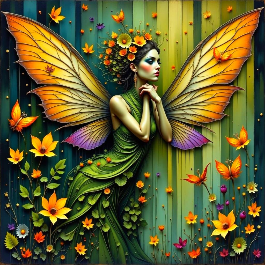 Whimsical Woodland Fairy in Vibrant Surrealist Style