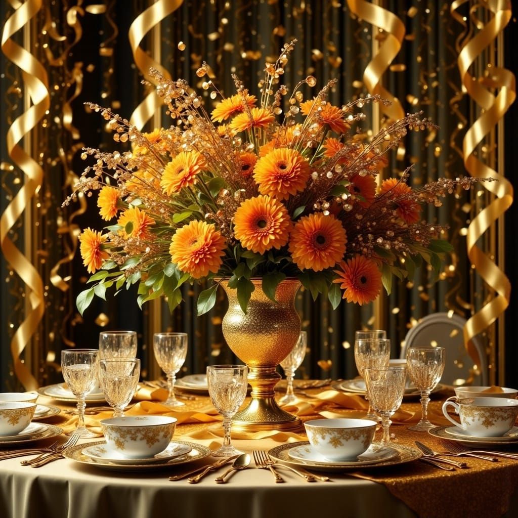 Majestic Thanksgiving Table with Gold Accents