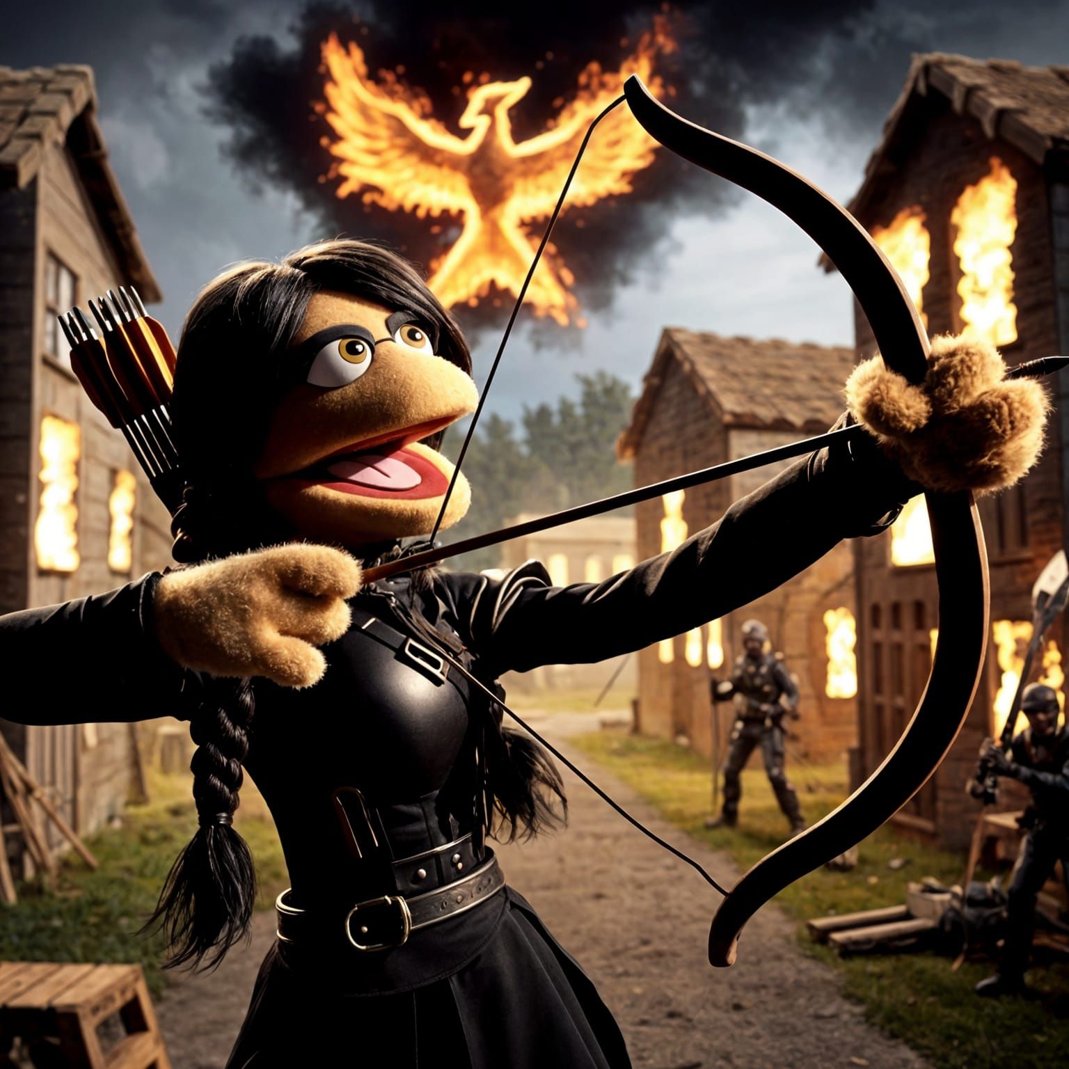 Muppet Katniss Everdeen Shoots Arrow with Precision