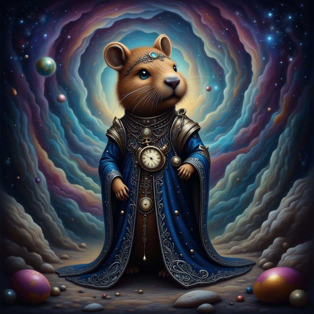 Cosmic Capybara Timekeeper in Surreal Digital Art