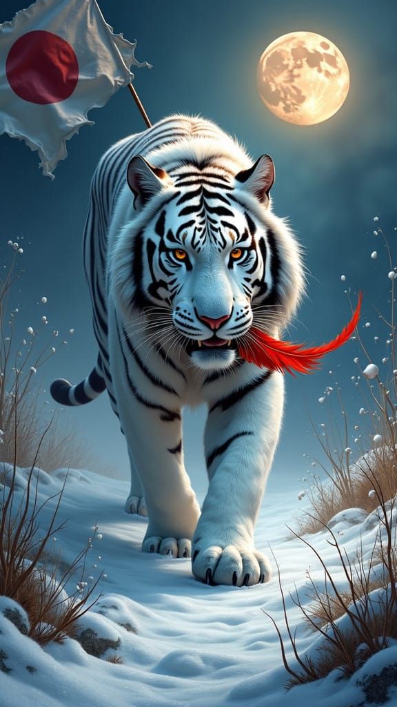 Moonlit White Tiger Embarks on a Quest for Courage in a Haun...