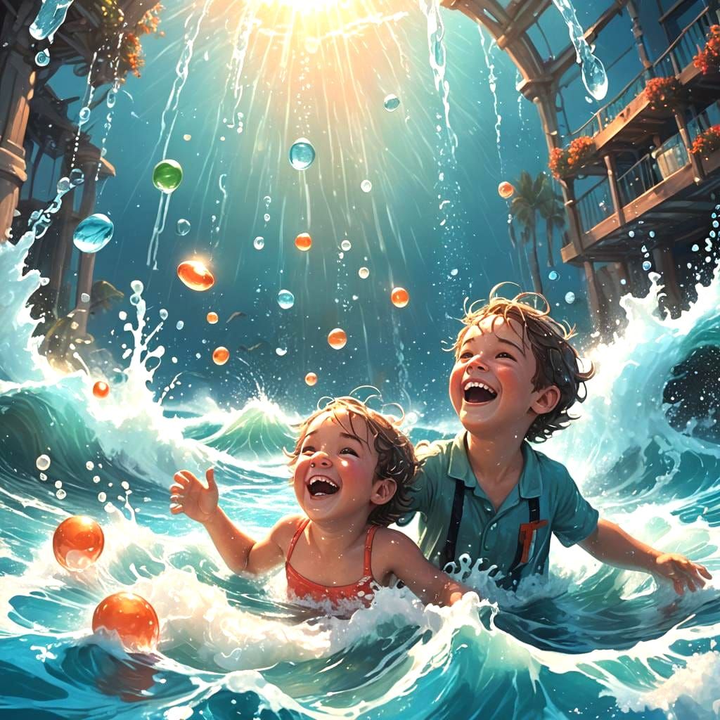 Bath Soap Plunges Into Ocean, Child Laughing