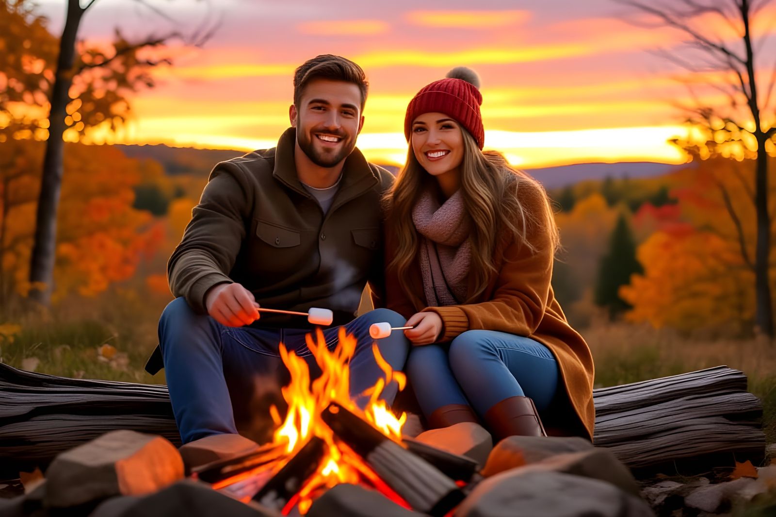 Autumn Bonfire: A Couple's Cozy Marshmallow Roast