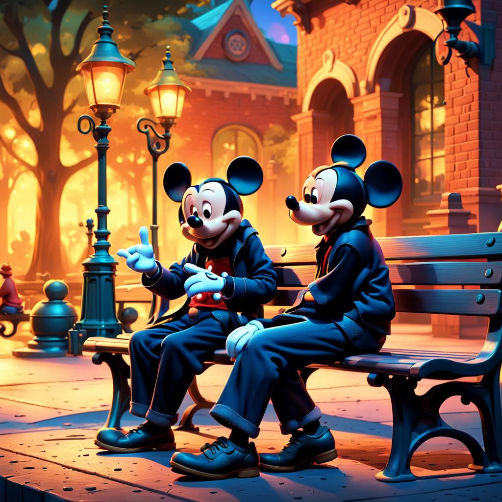 Walt Disney and Mickey Chat: Pixar-Style 3D Art