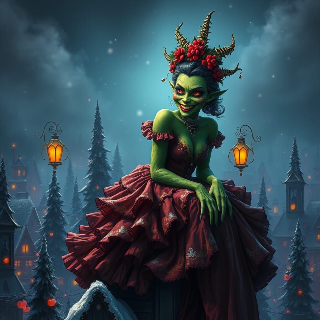 Gothic Christmas She-Demon in Victorian Style