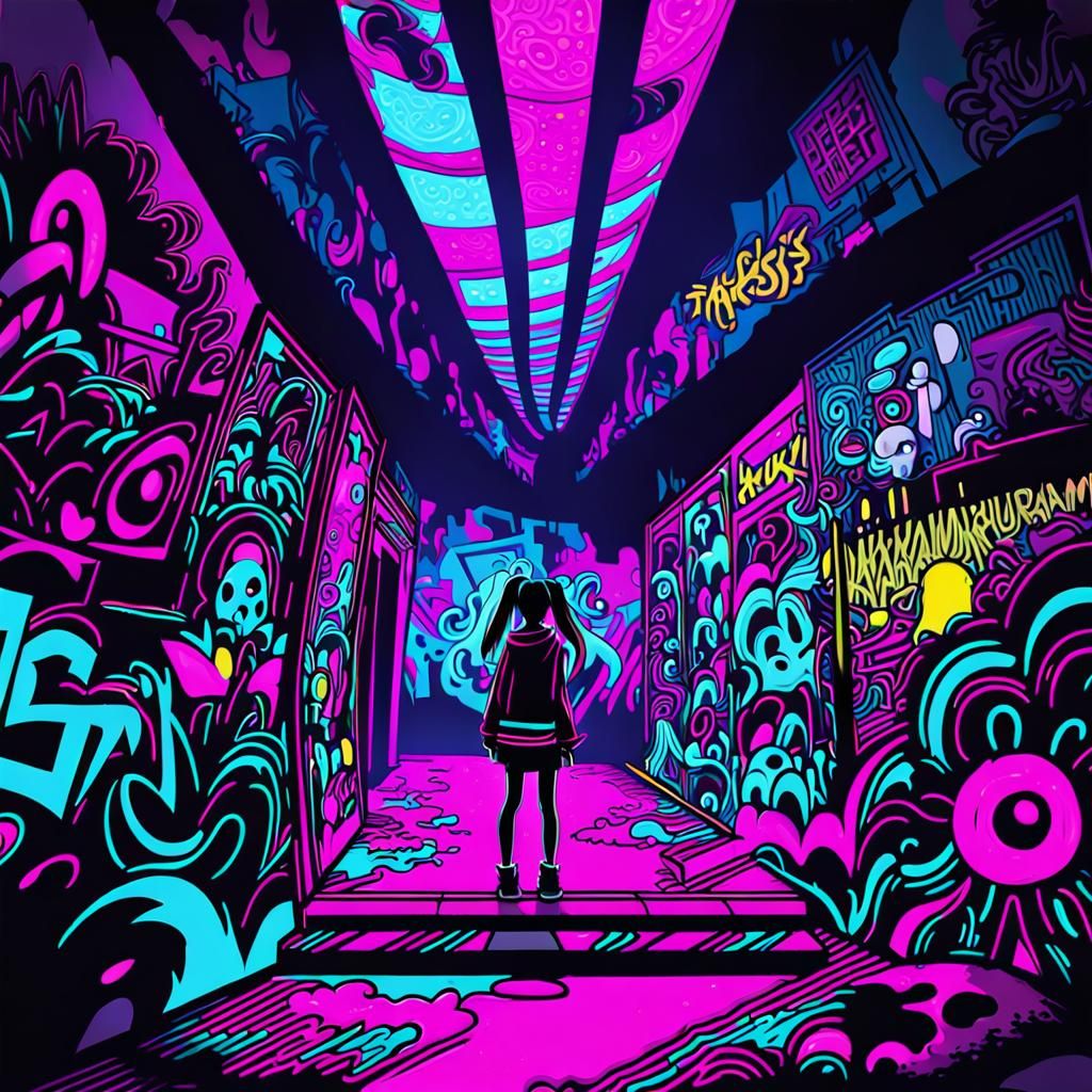 Hatsune Miku Sings in Dark Grunge Anime Style