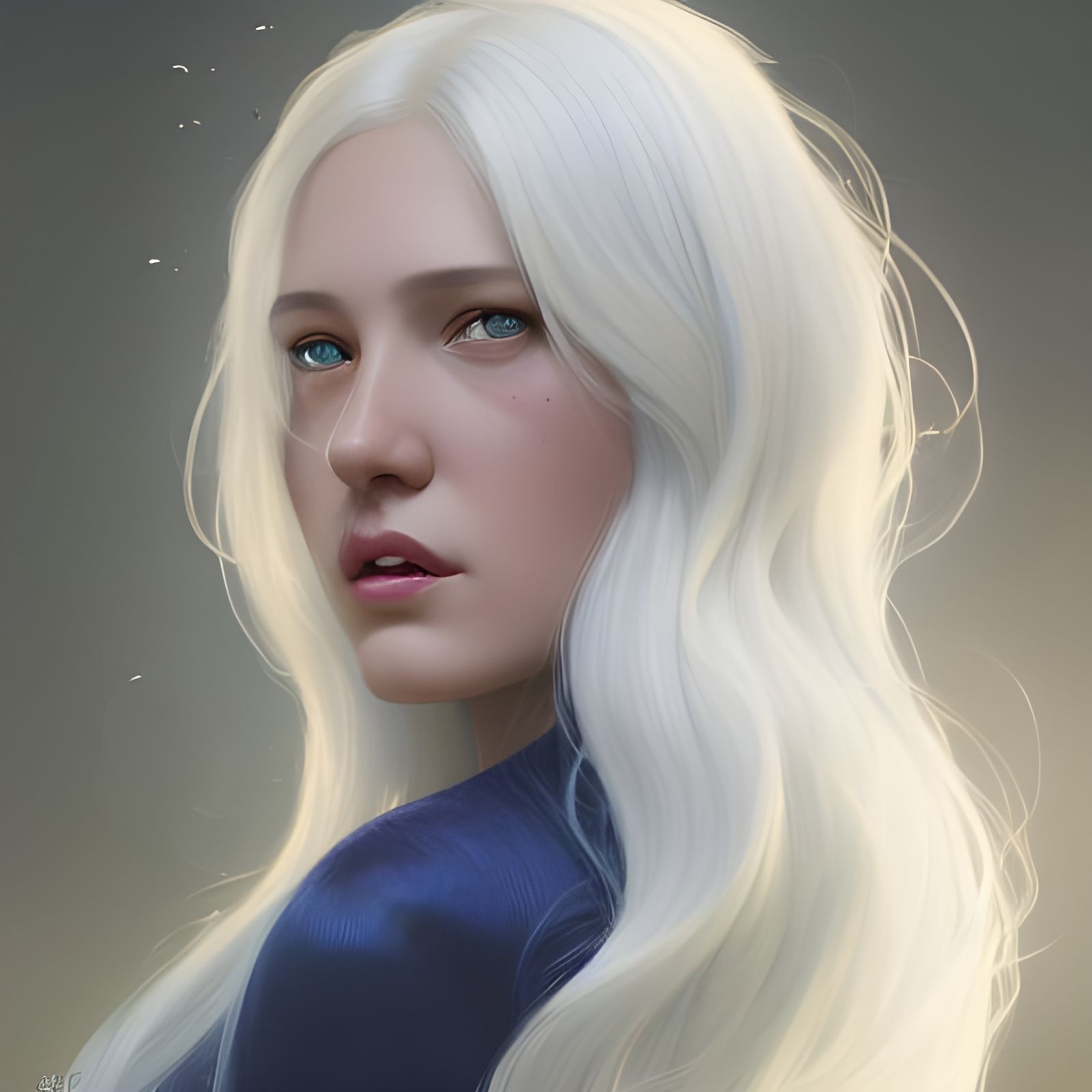 Sapphire Eyed Girl Portrait in Artgerm Style