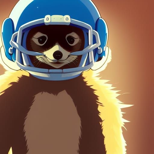 Meerkat with Football Helmet in Anime Style