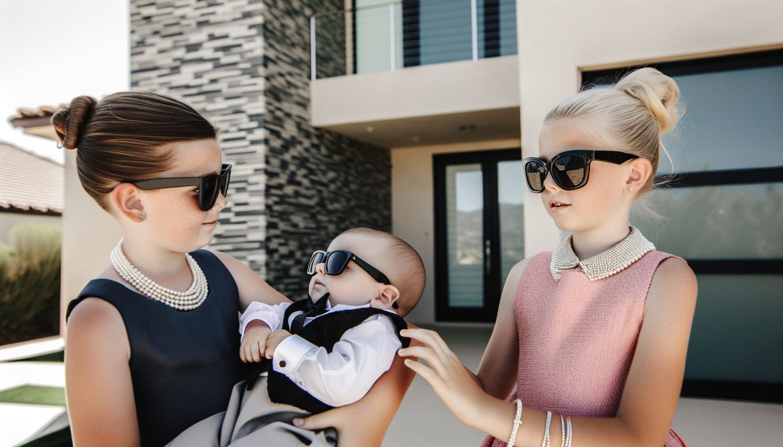 Girls with Babies: Hollywood Mansion Photo Shoot