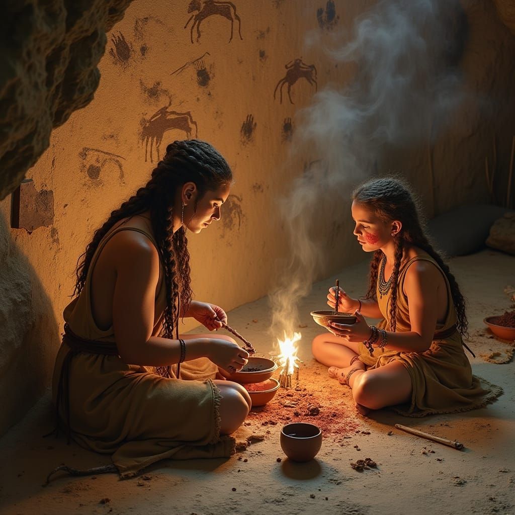 Prehistoric Women Paint Ancient Stories on Cave Wall