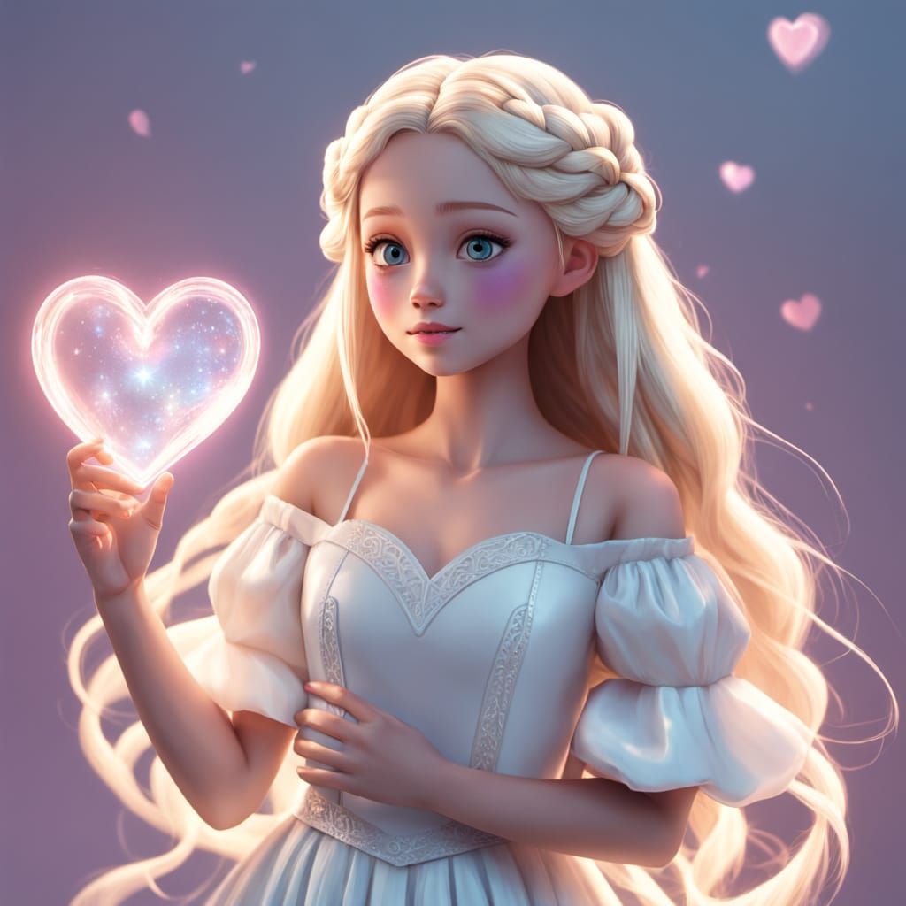 Girl with Heart: Pixar-Style 3D Digital Art
