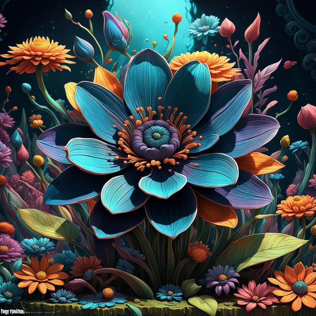 Fantastical Flowers in Vibrant 3D Digital Art