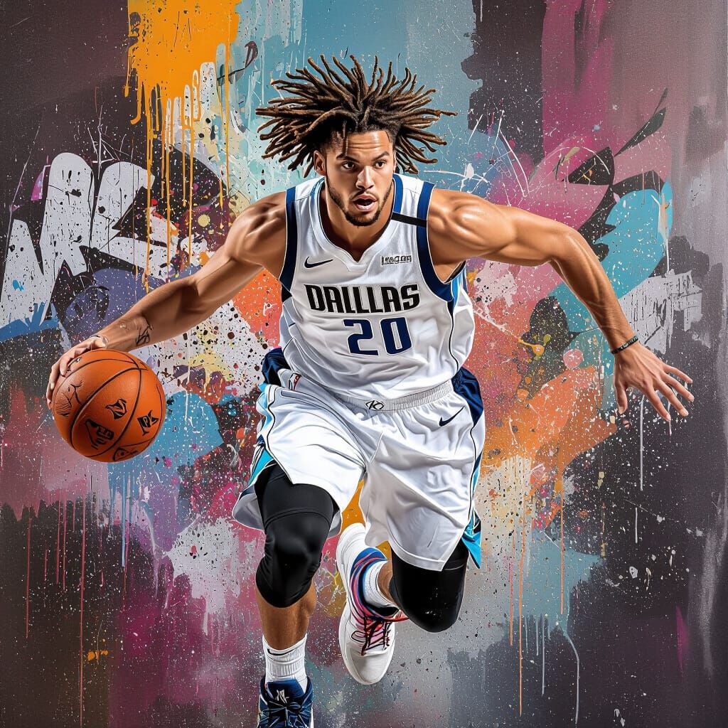 Cooper Flagg in Graffiti Street Art Style