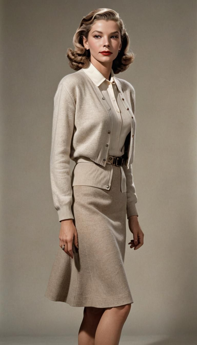 Lauren Bacall in 1940s Fashion, Photorealistic Style