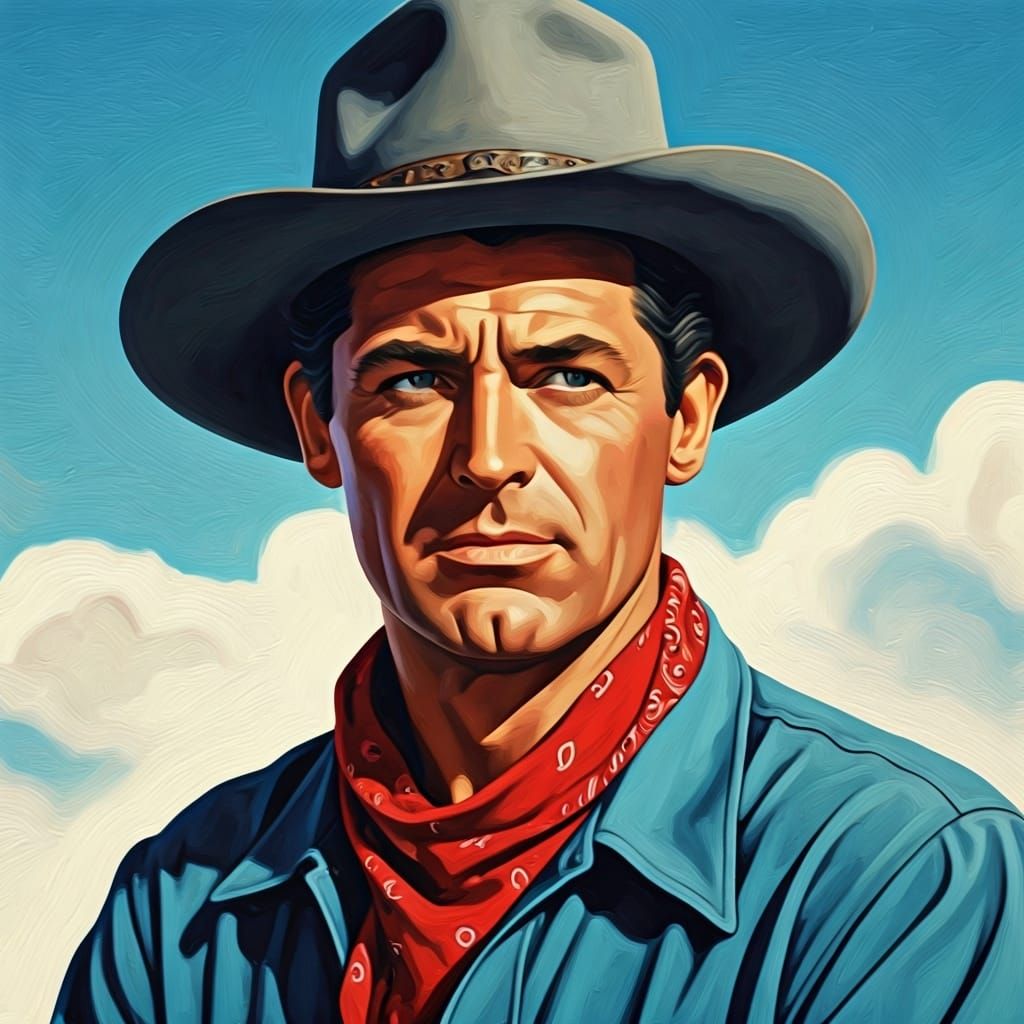 Cary Grant Portrait in Impressionistic Oil Style