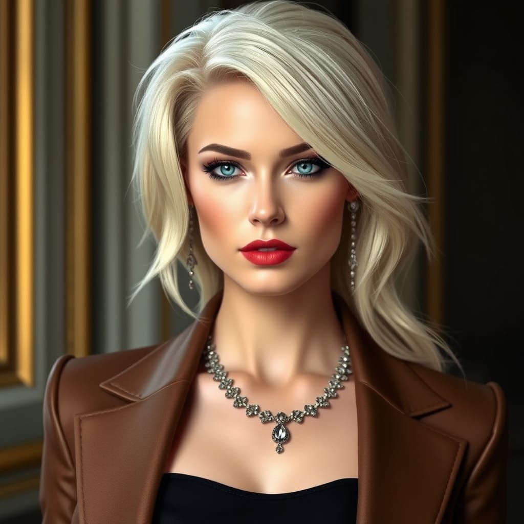 Swiss Banking Heiress in Elegant High-Fashion Attire