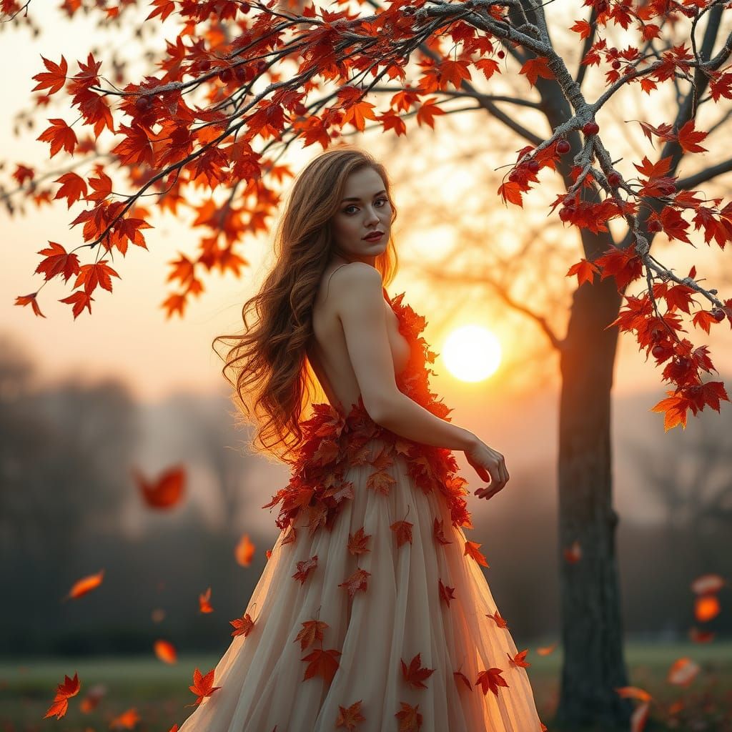 Autumn Woman in Art Nouveau Style