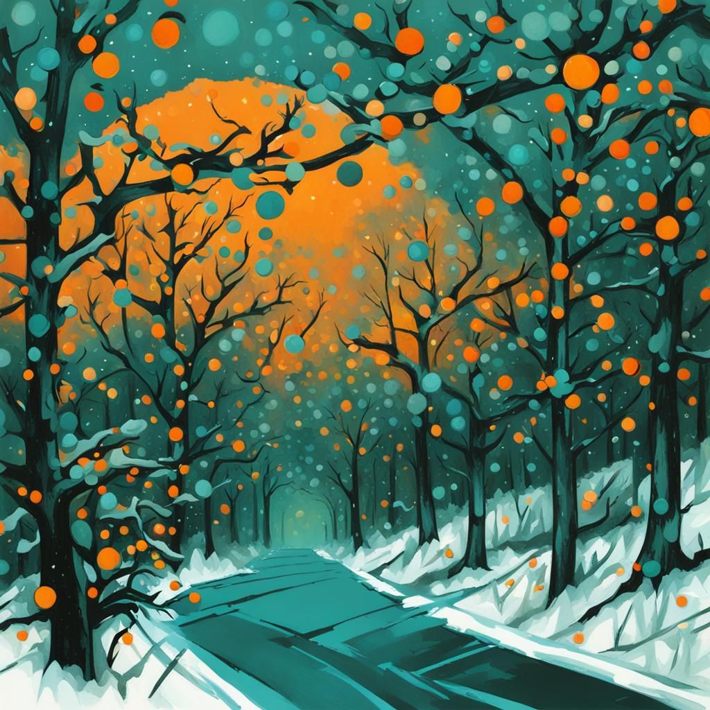 Biopunk Mistletoe Bokeh in Gouache Style