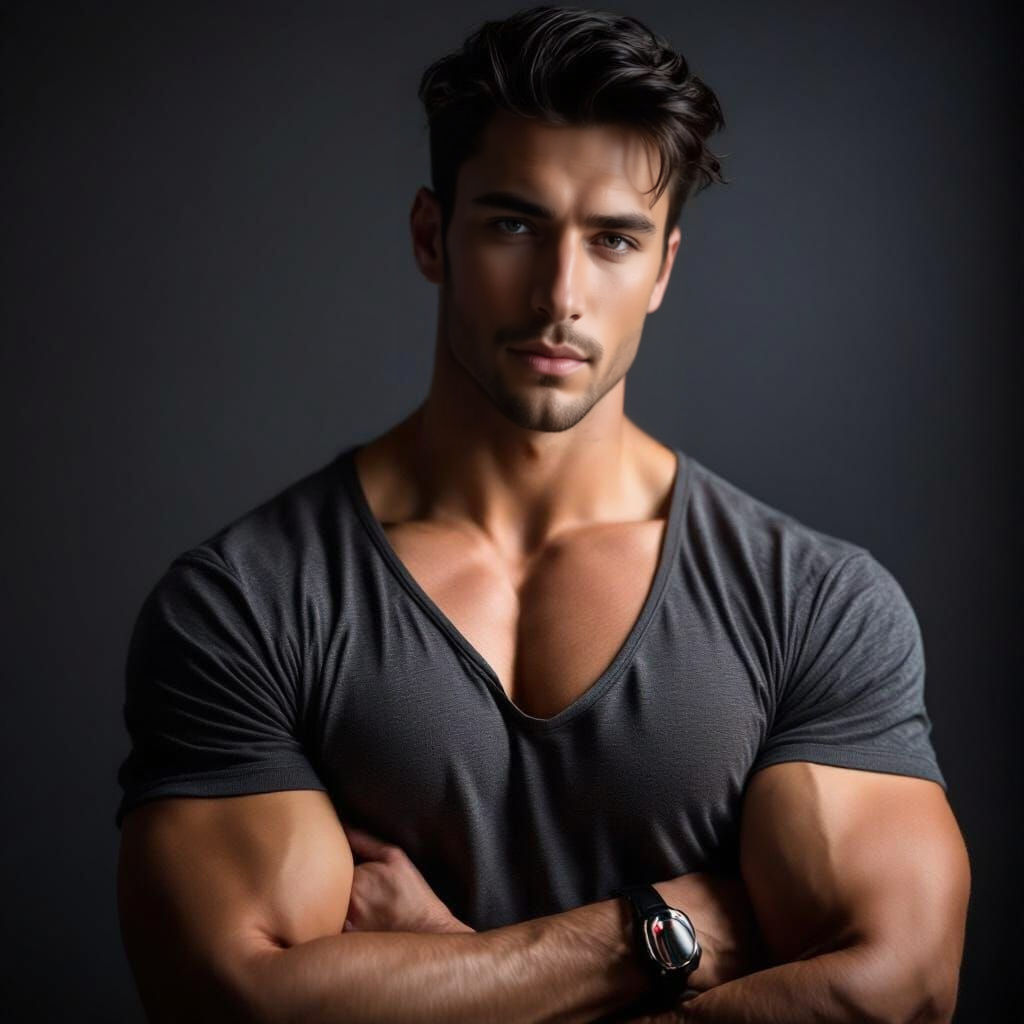 Muscular Man Posing in Natural Light Photography