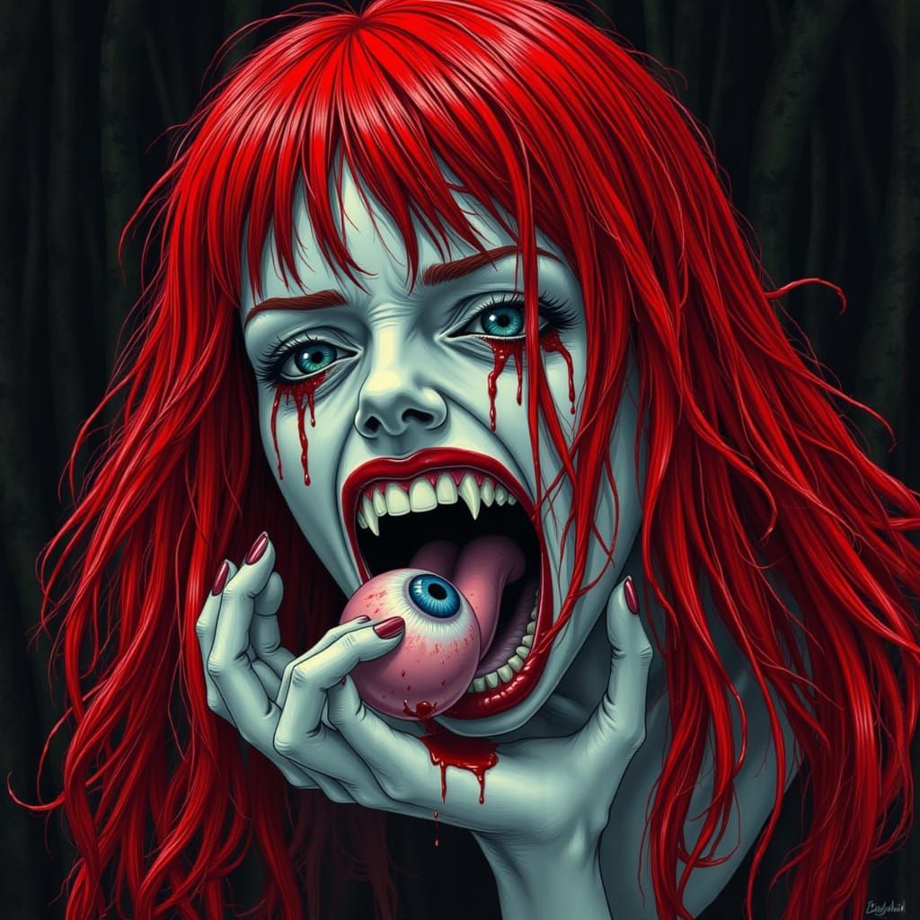 Grotesque Vampire with Eyeball, Analog Horror Style