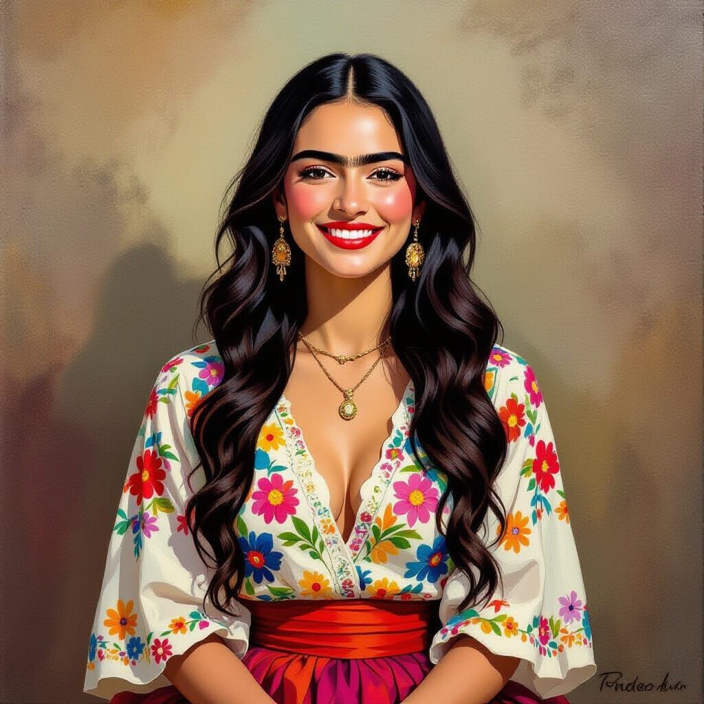 Affectionate Portrait in Latin American Art Style