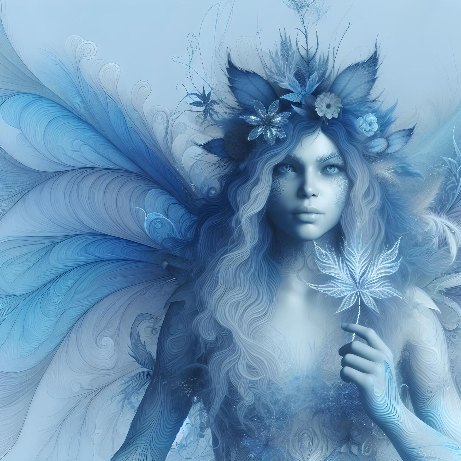 Realistic Blue Color Fairy in High Resolution